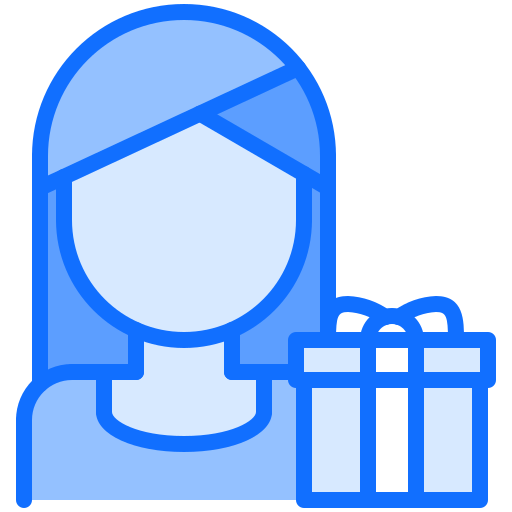 Gift box Coloring Blue icon
