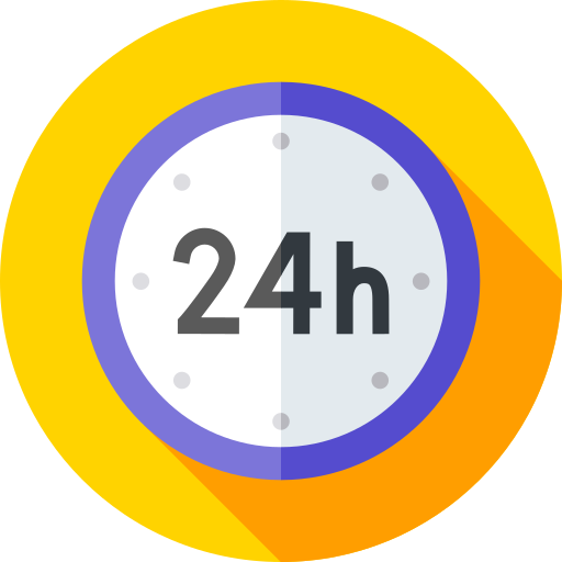 24 godziny Flat Circular Flat ikona