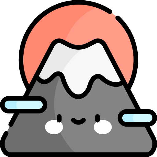 góra fudżi Kawaii Lineal color ikona