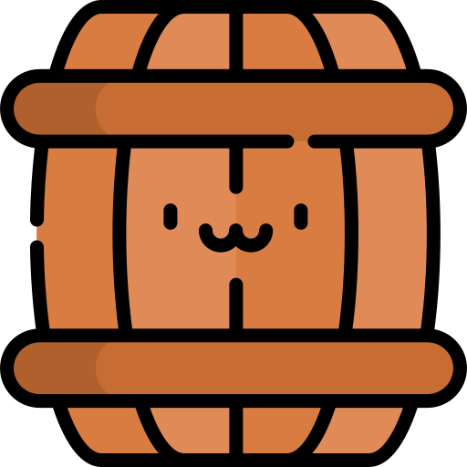 Wine barrel Kawaii Lineal color icon