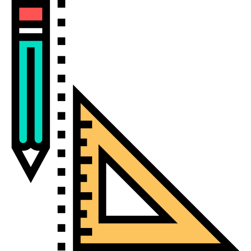 삼각자 Detailed Straight Lineal color icon