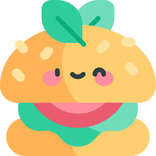 Vegan burger Kawaii Flat icon