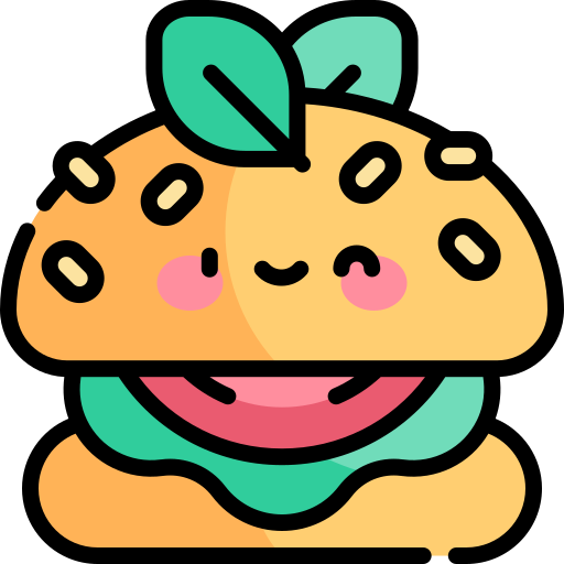 Веганский бургер Kawaii Lineal color иконка