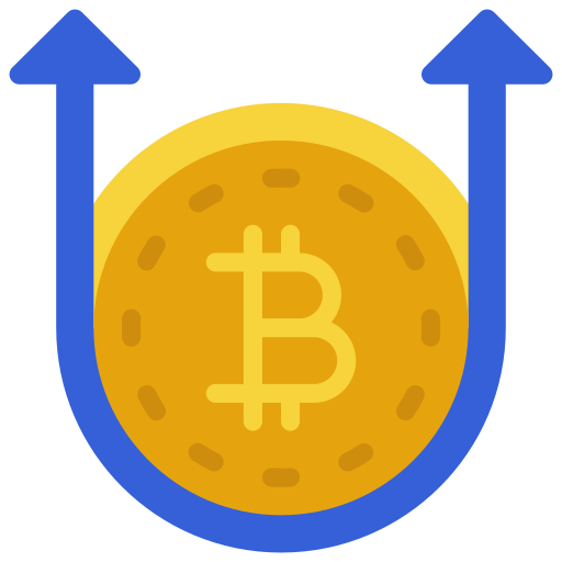 Bitcoin up Juicy Fish Flat icon