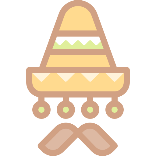 멕시코 모자 Detailed color Lineal color icon