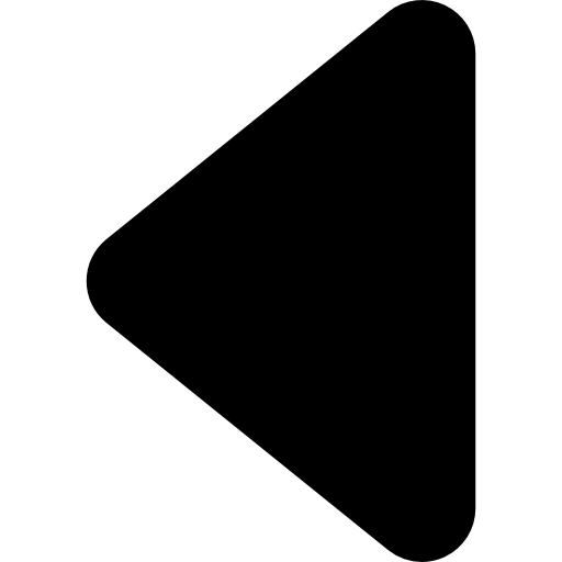 punta de flecha triangular negra apuntando a la dirección izquierda  icono