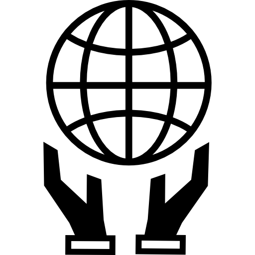 earth grid globe op handen paar  icoon