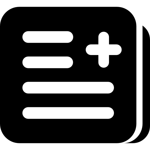 Документы плюс символ интерфейса с закругленной квадратной формой  иконка