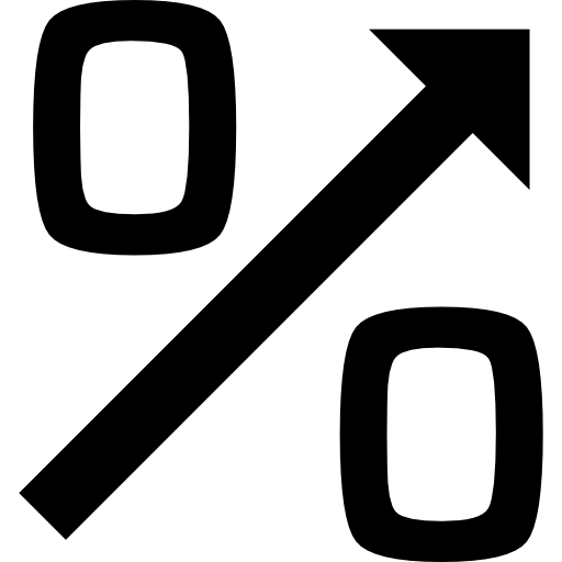 symbol procentu gospodarki ze strzałką w górę  ikona