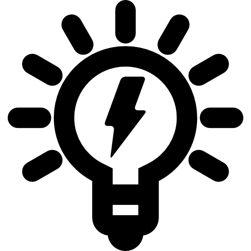 Lightbulb on with a bolt  icon