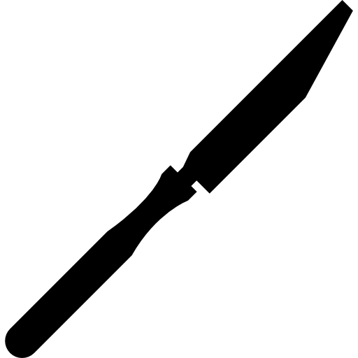 cuchillo de forma fina en posición diagonal  icono