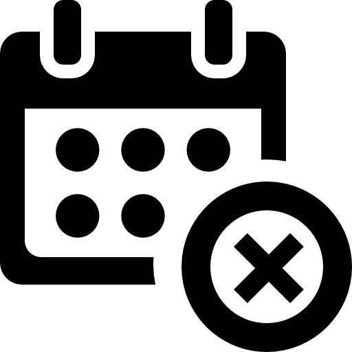 cancelar símbolo de interfaz de evento de un calendario con un botón de cruz  icono