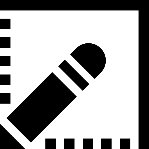 ołówek w kwadratowym symbolu interfejsu z dwiema stronami linii przerywanych  ikona