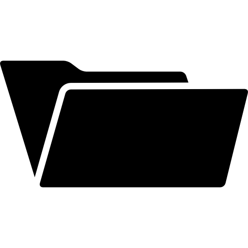 simbolo dell'interfaccia della cartella nera aperta  icona