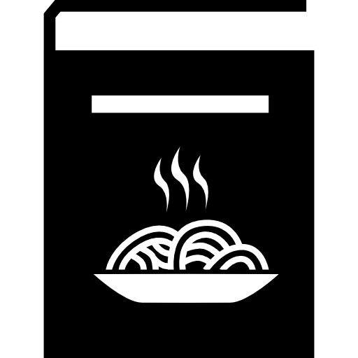 Recipes book with spaghetti plate on the cover  icon