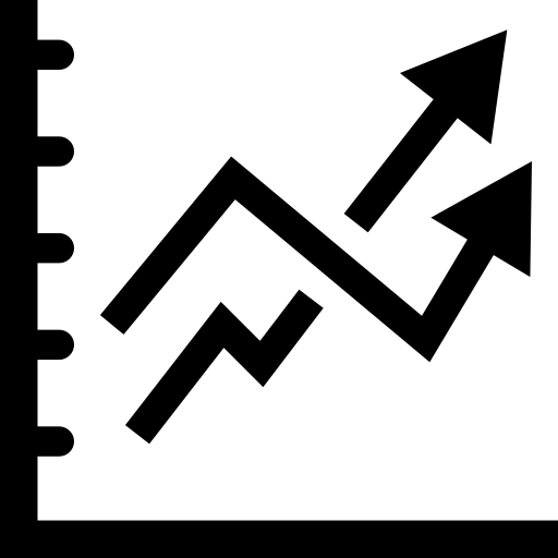 grafico delle scorte di affari con due frecce  icona