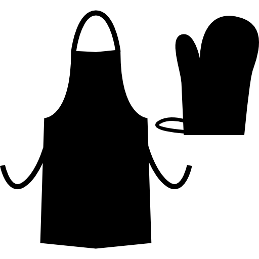 delantal y guante de cocina  icono