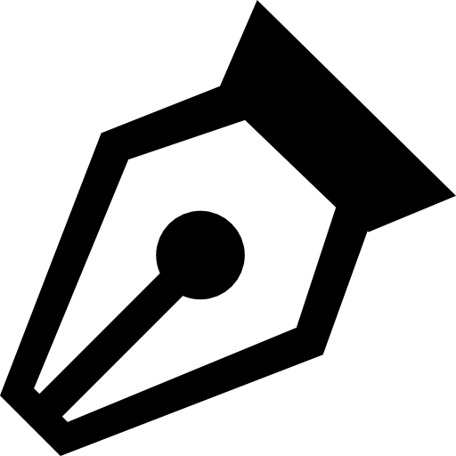 Pen point tool in diagonal position for writing interface symbol  icon