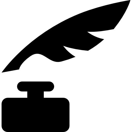 Feather and ink bottle writing tools silhouettes  icon
