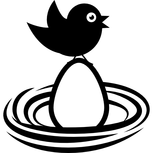 vogel op een ei in een nest  icoon