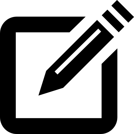 bewerk interface-symbool van een potlood op een vierkant omtrekpapier  icoon