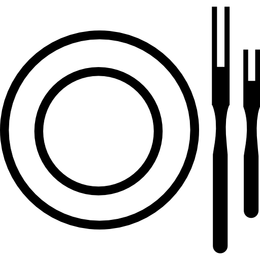 Пара тарелок и вилок сверху  иконка