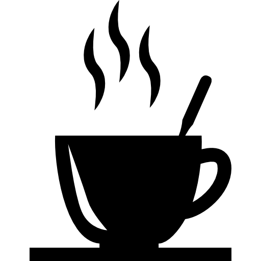 Чашка горячего кофе с ложкой в ней  иконка