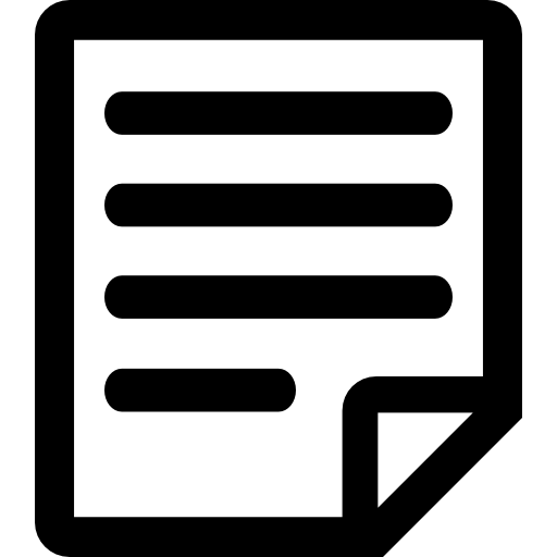interfacesymbool voor tekstbestand met lijnen en rechter benedenhoek gevouwen  icoon