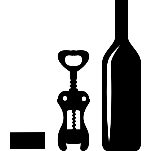 butelka wina i otwieracz  ikona