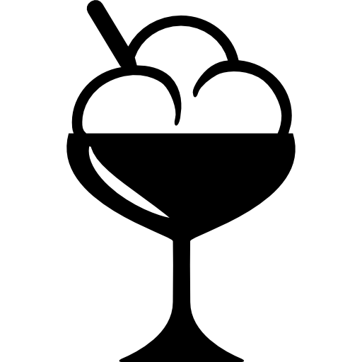 eisbällchen auf hohem glas  icon