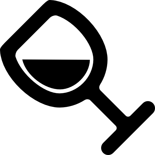 szklanka napoju z winem w pozycji ukośnej  ikona