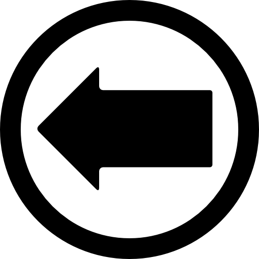 seta preta para a esquerda em um contorno de círculo  Ícone