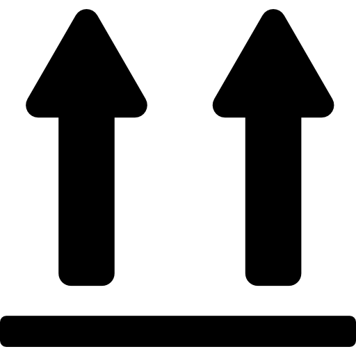 Up arrows couple sign for packaging  icon