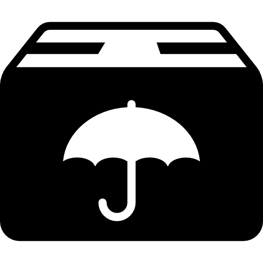 Пакет доставки с символом зонтика  иконка