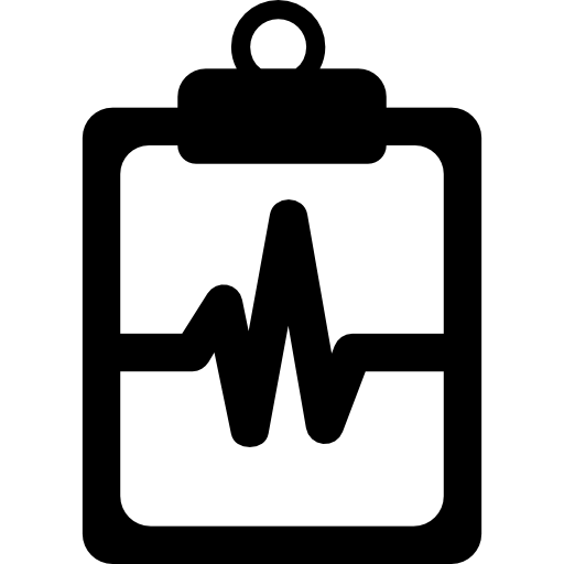 Lifeline of heartbeats on a paper on a clipboard  icon