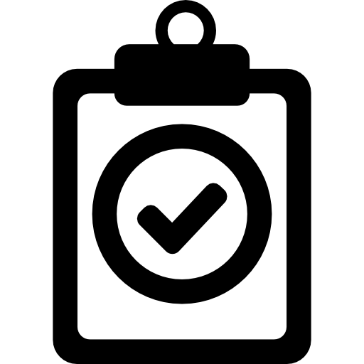 Positive verified symbol of a clipboard  icon