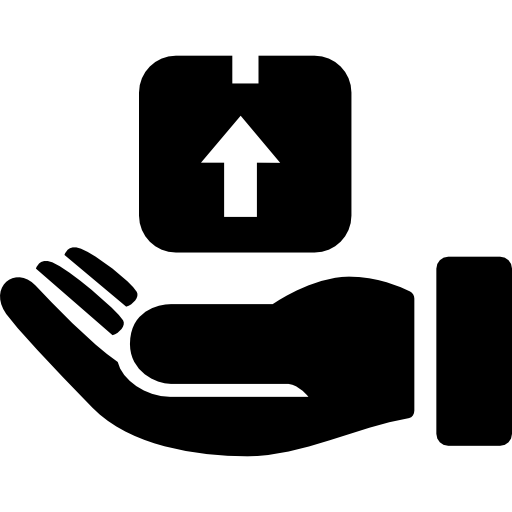 lieferbox auf einer hand  icon