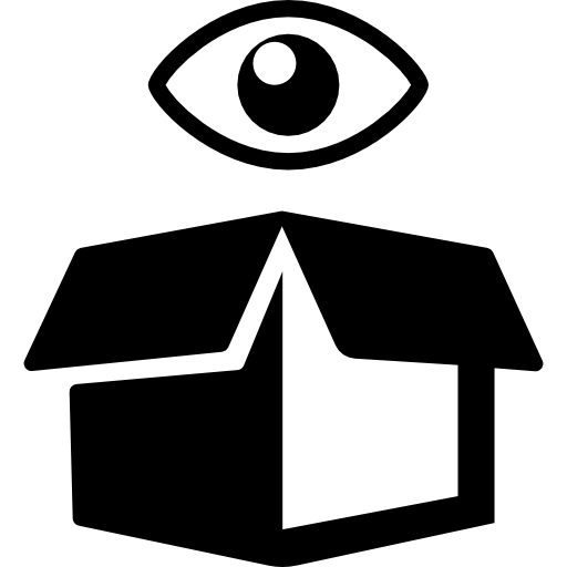 bekijk symbool bij levering geopende doos  icoon