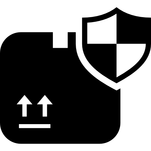 símbolo de seguridad del paquete de entrega con un escudo  icono