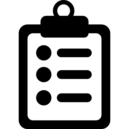 símbolo de notas médicas de um papel de lista em uma prancheta  Ícone