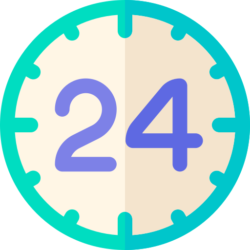 24 часа Basic Rounded Flat иконка