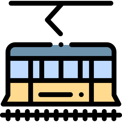 Tram Detailed Rounded Lineal color icon