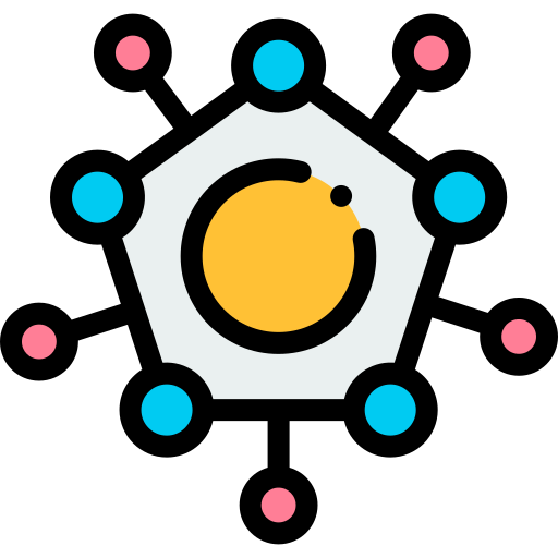 분자 Detailed Rounded Lineal color icon