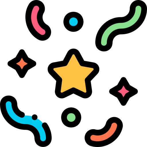 Confetti Detailed Rounded Lineal color icon