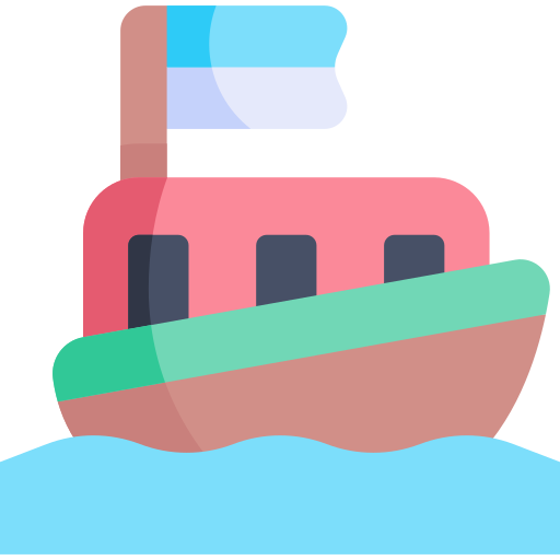 Лодка Kawaii Flat иконка
