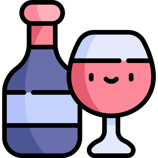 Бутылка вина Kawaii Lineal color иконка