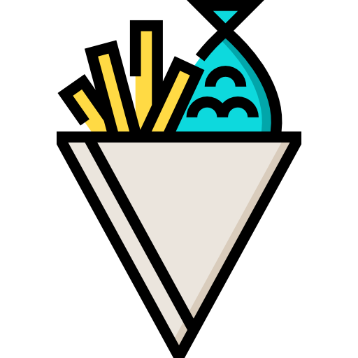 Fish and chips Detailed Straight Lineal color icon