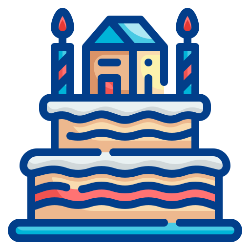 torta di compleanno Wanicon Lineal Color icona