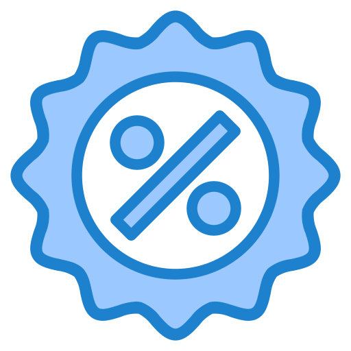 insignia de descuento srip Blue icono