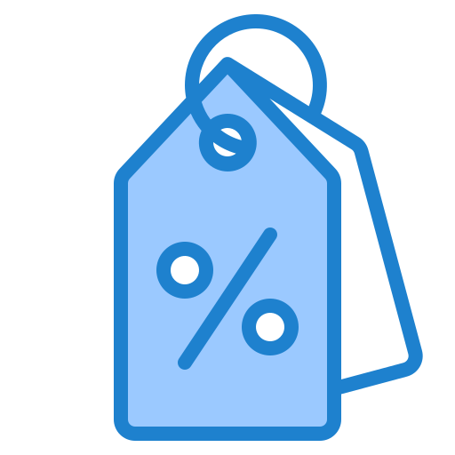 kortingslabel srip Blue icoon